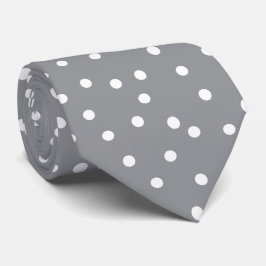 Elegant grijs wit stippenpatroon bruidegom cadeau stropdas