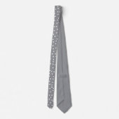 Elegant grijs wit stippenpatroon bruidegom cadeau stropdas (Achterkant)