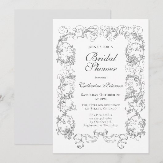 Elegant  grijs wit  Vrijgezellenfeest Kaart (Voorkant / Achterkant)