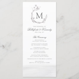 Elegant grijs wit Waterverf krans bruiloft Programmakaart