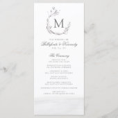 Elegant grijs wit Waterverf krans bruiloft Programmakaart (Voorkant)