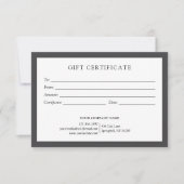 Elegant Grijs Wit Zakelijk Cadeaubon Logo (Voorkant)