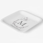 Elegant grijs witte botanische reuzenbruiloft papieren bordje (Gebogen)