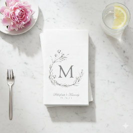 Elegant grijs witte botanische reuzenbruiloft servet