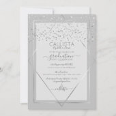 Elegant Grijs Zilver Confetti Border Afstuderen Kaart (Voorkant)