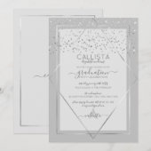 Elegant Grijs Zilver Confetti Border Afstuderen Kaart (Voorkant / Achterkant)