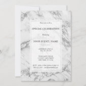 Elegant grijs zilver glitter marmer Evenement Kaart (Voorkant)
