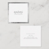 Elegant grijs zilver modern vierkant minimalistisc vierkante visitekaartje (Voorkant / Achterkant)