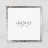 Elegant grijs zilver modern vierkant minimalistisc vierkante visitekaartje (Voorkant)