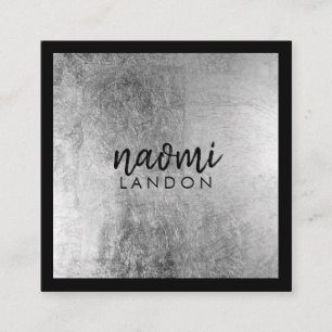 Elegant grijs zilver modern vierkant minimalistisc vierkante visitekaartje