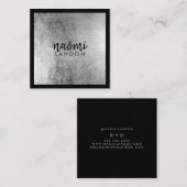 Elegant grijs zilver modern vierkant minimalistisc vierkante visitekaartje (Voorkant / Achterkant)