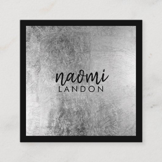 Elegant grijs zilver modern vierkant minimalistisc vierkante visitekaartje (Voorkant)