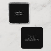 Elegant grijs zilver modern vierkant minimalistisc vierkante visitekaartje (Voorkant / Achterkant)