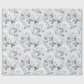 Elegant grijs zilver wit bloem bruiloft cadeaupapier (Vlak)