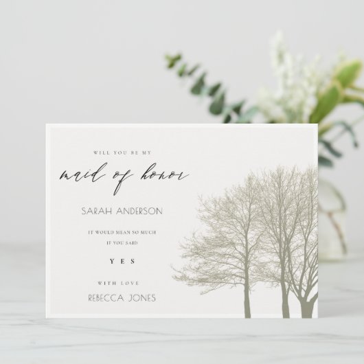 ELEGANT GRIJS ZILVEREN HERFST BRUIDSJUFFER KAART (Staand voorkant)