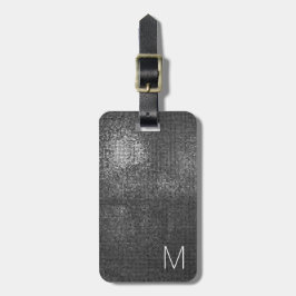 Elegant grijs zwart glanzend textuur monogram bagagelabel