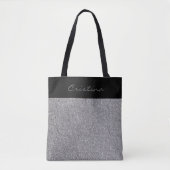 Elegant grijs zwart glitter gepersonaliseerd winke tote bag (Voorkant)