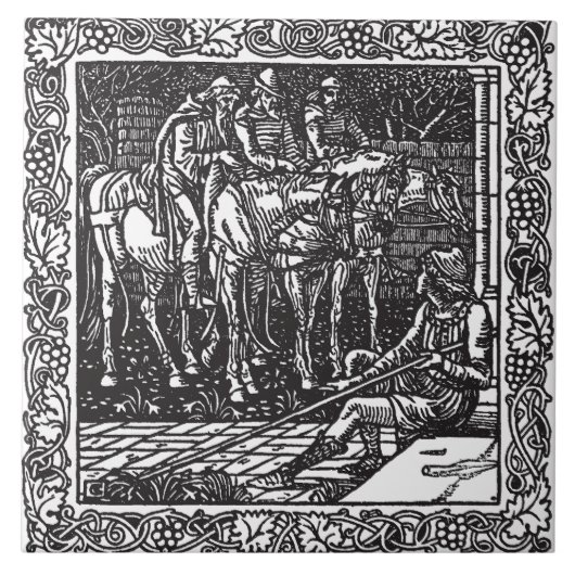 Elegant grijs zwart neoklassiek Antiek repro Tegeltje (Voorkant)