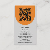 Elegant grijs zwart Sinaasappel scanbaar portret Visitekaartje (Voorkant)