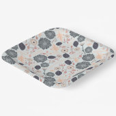 Elegant grijsblauwe perzik bloempatroon papieren bordje (Gebogen)