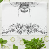 Elegant  Grijze Bumble Bee. Crown Floral Theedoek (Gevouwen)