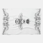 Elegant  Grijze Bumble Bee. Crown Floral Theedoek (Horizontaal)