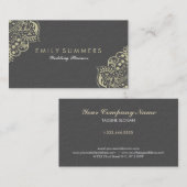 Elegant grijze Damasjes met beige  kant busin Visitekaartje (Voorkant / Achterkant)