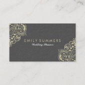 Elegant grijze Damasjes met beige  kant busin Visitekaartje (Voorkant)