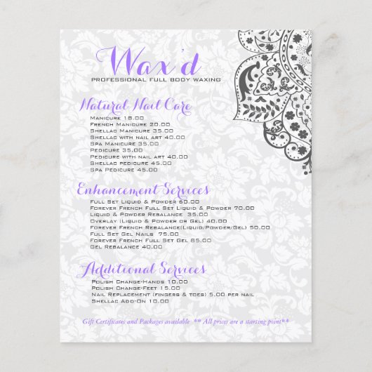 Elegant grijze Damasvaten Witte kant omkeerbaar Flyer (Achterkant)