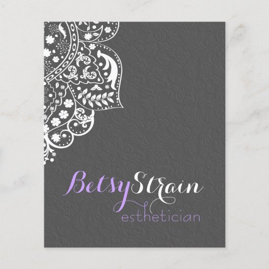 Elegant grijze Damasvaten Witte kant omkeerbaar Flyer (Voorkant)