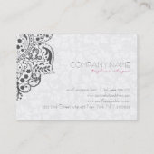 Elegant grijze Damasvaten Witte kant omkeerbaar Visitekaartje (Achterkant)