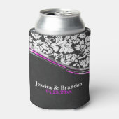 Elegant grijze en witte Damasjes met roze accenten Blikjeskoeler (Blikje Voorkant)