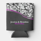 Elegant grijze en witte Damasjes met roze accenten Blikjeskoeler (Voorkant)