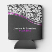 Elegant grijze en witte Damasjes met roze accenten Blikjeskoeler (Achterkant)