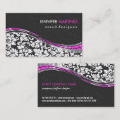 Elegant grijze en witte Damasjes met roze accenten Visitekaartje (Voorkant / Achterkant)