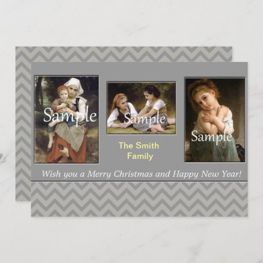 Elegant grijze feestdag, kerst, nieuwjaar feestdagenkaart (Voorkant / Achterkant)