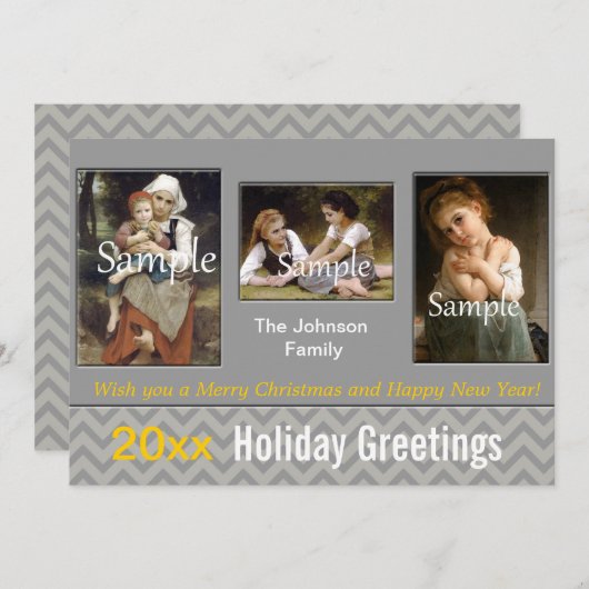 Elegant grijze feestdag, kerst, nieuwjaar feestdagenkaart (Voorkant / Achterkant)