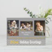 Elegant grijze feestdag, kerst, nieuwjaar feestdagenkaart (Staand voorkant)