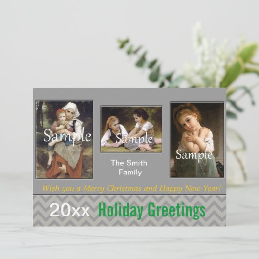 Elegant grijze feestdag, kerst, nieuwjaar feestdagenkaart (Staand voorkant)