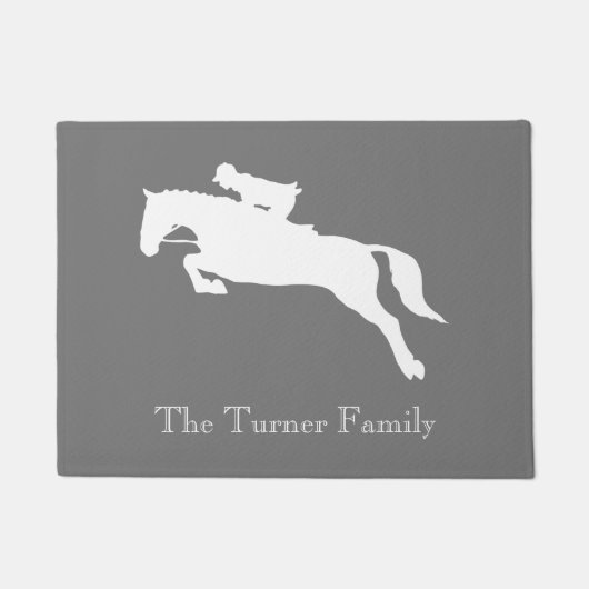 Elegant grijze paardenpendriepot show jumper deurmat (Voorkant)