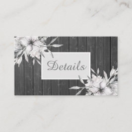 Elegant grijze roest. huwelijksgegevens informatiekaartje