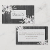 Elegant grijze roest. huwelijksgegevens informatiekaartje (Voorkant / Achterkant)