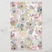 Elegant grijze waterverf rozen briefpapier (Voorkant)