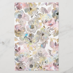 Elegant grijze waterverf rozen briefpapier