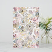 Elegant grijze waterverf rozen briefpapier (Staand voorkant)