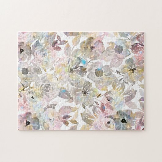 Elegant grijze waterverf rozen legpuzzel (Horizontaal)