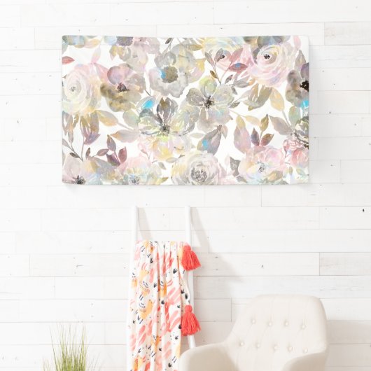 Elegant grijze waterverf rozen spandoek (Insitu)