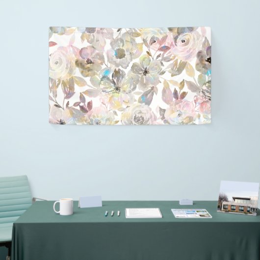 Elegant grijze waterverf rozen spandoek (Beurs)