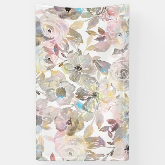 Elegant grijze waterverf rozen spandoek (Verticaal)