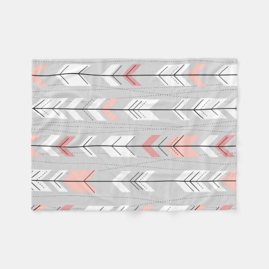 Elegant grijze witte witte roze pijlen die neerval fleece deken (Voorkant (Horizontaal))